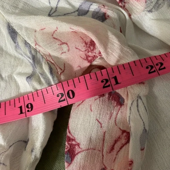 American Rag blouse shirt top buttons flowing long sleeves drawstring waist O-18 - Picture 5 of 6